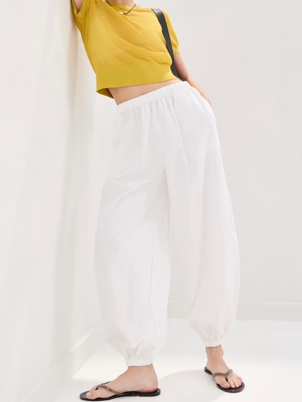LE BOP Andi White Cotton Balloon Pants